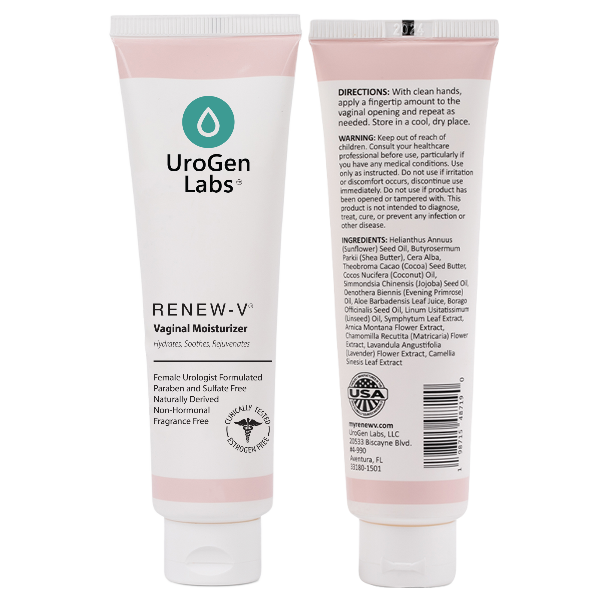 Two tubes of Renew-V Vaginal moisturizer and vulva balm.